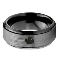 Tungsten kanadski javorovski list prsten za prsten za muškarce žene udobnost FID Crni korak Bevel ivica