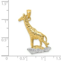 14K dvotonski zlato s rodijskim dijamantskim poliranim žirafom privjesak sa 10k žutom zlatnom laganom