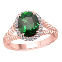 Aonejewelry smaragdni dijamantni prsten u 10K pući bijeli, žuti i ružin zlato 1. karata