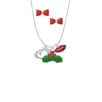 Delight nakit Silvertone Mali gelato skripta inicijala - O - Božićni ljubimac šarm ogrlica i naušnice