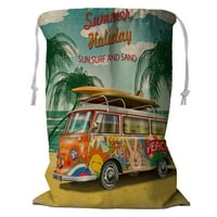 Ljetni odmor Poster Retro Autobus Skladištenje Košarica za pranje rublja sa crtežom