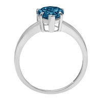 1.0ct kruška rez prirodni london plavi topaz 14k bijeli zlatni godišnjica zaručničke prstene veličine