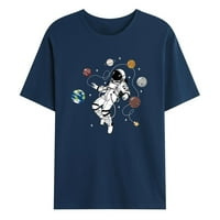 Modna muška majica Muškarci Ležerne prilike Modni okrugli vrat Pulover Space Planet Print Majica Kratki