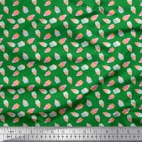 Soimoi Green Rayon tkanina Dot & Cupcake Hrana za ispis tkanine uz dvorište široko