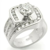 Alamode Los265 - Ženski rodijumski srebrni prsten sa AAA CRT CZ u CLEAR - Veličina 5