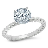 CT sjajan okrugli rez Clear Simulirani dijamant 18k bijeli zlatni pasijans prsten sz 3.75