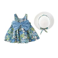 Penkaiy Toddler Kids Girls Ljetna cvjetna haljina + šešir dvodijelni odijelo Princess haljina dječja
