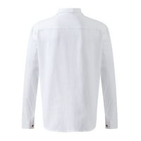 Bijela majica haljina modna muškog ležernog ruga za ovratnik od pune plaže dugih rukava top bluza s