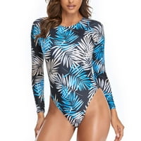 Kupaći kostim dugih rukava Žene Rash Guard UV zaštita Backeless kupaći odijelo cvjetno tiskano surfanje
