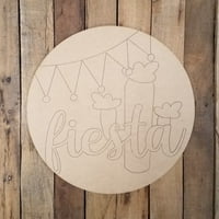 28 Fiesta Art Party Circle plaketa, drvo za obnavljanje oblika ugraviranim bojama po liniji, gradi križ