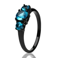 Vjenčani prsten Aquamarine - Titanium Wedding Ring - Solitaire Vjenčani prsten - crni titanijum, 4