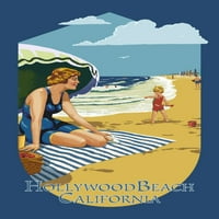 FL OZ keramička krigla, holivudska plaža, kalifornija, žena na plaži, kontura, perilica suđa i mikrovalna