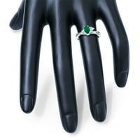 Ženski 6x smaragdni i dijamantski prsten za okretanje u 10k bijelom zlatu