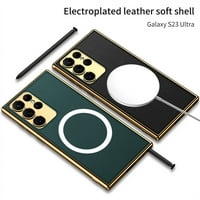 Mantto magnetska futrola za Samsung Galaxy S Ultra, elektroplata PU kože TPU Bumper S Holder Shoot otporni