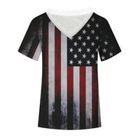 Ženska američka zastava Grafički grafički tee čipkasti obloge V izrez Patriotska majica 4. jula Ljetni