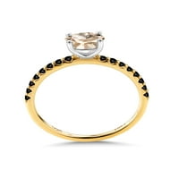 Gem Stone King 0. CT okrugli breskva morgatit Black Diamond 18K dvotonski zlatni prsten