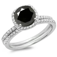DazzlingRock kolekcija 1. Carat 10k Black & White Diamond Halo Angažman prsten CT, bijelo zlato, veličina
