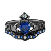 Popularna dama drži Sapphire prstenovi u obliku srca nakit nakit Pokloni veličine za prstenje plavo