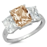 CT Sjajni smaragdni rez Clear Simulirani dijamant 18k bijelo zlato Trokratni prsten s 45.25