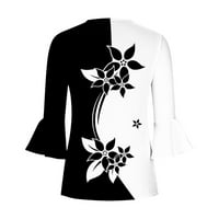 Ženski vrhovi bluza cvjetni kratki rukav povremeni ženski majica V-izrez ljeto crna l