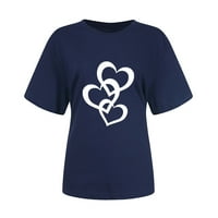 Dyegold Heart Thirts Majice za žene Slatke grafičke tee smiješne ljetne casual labavi okrugli vratovi