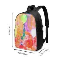 17 ruksak za laptop, akvarel sažetak balona modni ruksak za putovanja sa USB i kablovskim slušalicama