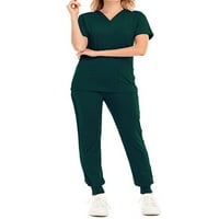 Voguele Women Medicinski set Solid COLing Crip Tors + hlače Džepovi piling Bolnica Odijelo Redovito