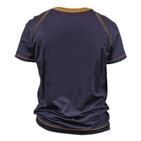 Muška pamučna posteljina Henleyji košulja kratkih rukava Hipi Casual Beach T majice sa džepom