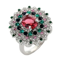 Prstenovi modni trend mali tratinčica Flower Diamond Crveni cirkonski dame prstena