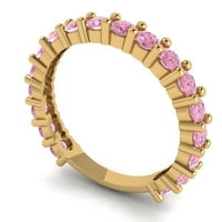 1. CT sjajan okrugli rez simulirani ružičasti dijamant 18k žuti zlatni večni bend sz 7.75