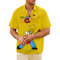 Fnyko Havajska majica za muškarce dječake Simpsons casual gumb kratkih rukava dolje na havajsku majicu