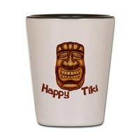 Cafepress - Happy Tiki - Bijeli crni šut staklo, jedinstveno i smiješno pucanje stakla