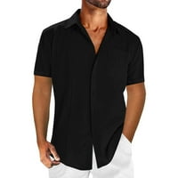 Košulje za muškarce visoki muški pamučni temperament džepa kopča rever majica kratkih rukava