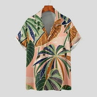 Njoeus ljetne vrhove majice za muškarce muškarci Ležerne tipke Color Block Hawaii Print sa džepnim poklopcem