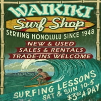 FL OZ Keramička krigla, Waikiki Beach, Havaji, surf shop Vintage Znak, perilica suđa i mikrovalna