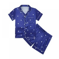 Dječji satenski pidžami setovi Silk saten pidžama set Girls Boys Button-down top sa kratkim brojevima