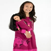 Leveret djevojka i lutka pamučna haljina Dinosaur Godina