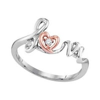 10k dvotonski zlatni okrugli dijamantni ljubavni prsten za srce. CTTW veličine 6