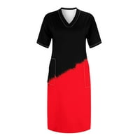 Ženska haljina kratki rukav V izrez Solid Color Plus Veličina dama Odjeća Proljeće Ljeto Odmor Moda