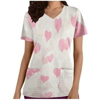Samickarr Valentinovo tiskane košulje za žene za žene sa džepovima Nizse s kratkim rukavima uniformne