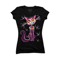 Halloween Cat and Ptice Juniori Atletic Heather Krem grafički tee - Dizajn od strane ljudi m