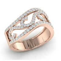 Originalna 0,5CT okrugla CUT Diamond Prong ženski mladenkini val maštanski prsten čvrsti 14K Gold GH
