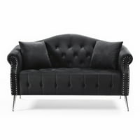 Velvet Chesterfield Sofa set od 2, tapacirana kauč za kauču na kauču na kauču za nokte sa navlakama