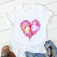 Njoeus Ljetni vrhovi za ženske usjeve vrh Valentinovo voli srce cvjetne meke tiskane majice kratkih