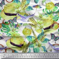 SIMOI svilena tkanina cvjetna, vinska stakla i šešir modni dekor tkanini otisnuti dvorište široko