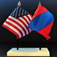 Američka i državna minijatura Rayon 4 X6 Office i male ručne zastave za zastave, uključuje 2-rupe bijeli