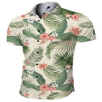 Avamo Men Hawaii rever na vratu Dugme Color Block Tees Cvjetni ispis Svakodnevne majice