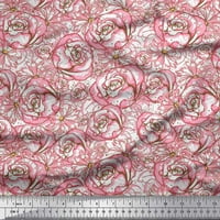 Soimoi Japan Crepe Satin Tkanina Dot & Rose Cvjetni ispisani tkaninski dvorište širom