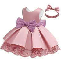 Dječje djevojke haljine modne odjeće Toddler Baby rucf Cloidery Emborder Sequin Bowknot Princess Haljine