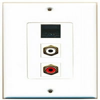 Riteav - Port RCA Crvena i port RCA bijela i luka CAT5E Ethernet Crna ukrasna zidna ploča Dekorativna